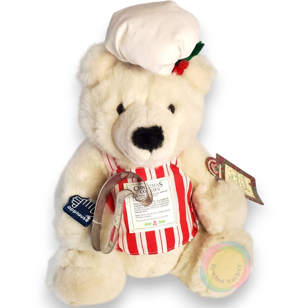 Vintage 1987 Applause Baker Bear Plush Sugar Christmas NWT w/ Cookie Cutter